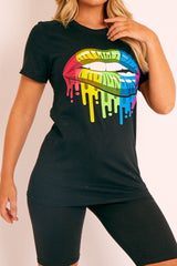 Black Graphic Print T-shirt - Carolann-T-shirt