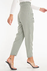 Black Green Check Frill Detail Trousers - Bristal-Trousers