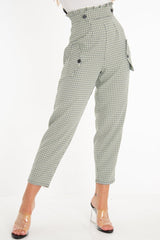 Black Green Check Frill Detail Trousers - Bristal-Trousers