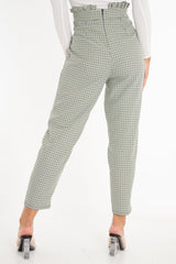 Black Green Check Frill Detail Trousers - Bristal-Trousers