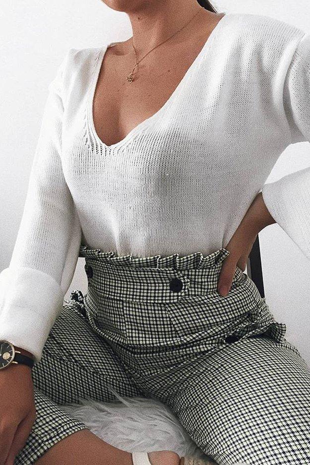 Black Green Check Frill Detail Trousers - Bristal-Trousers