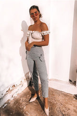 Black Green Check Frill Detail Trousers - Bristal-Trousers