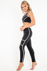 Black Grey Crop Top Leggings Activewear Co-Ord - Kaelin-Co-ords