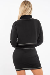Black Grey Cropped Zip Jumper Skirt Co-ord - Hestia-Co-ords