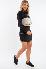 Black Grey Cropped Zip Jumper Skirt Co-ord - Hestia-Co-ords