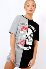 Black & Grey Skull T-shirt Dress - Christa-Dresses
