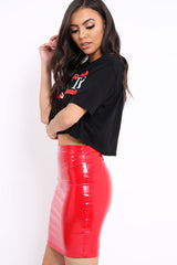 Black Guilty Cropped Slogan T-shirt - Jaedyn-Tops