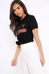 Black Guilty Slogan T-shirt - Ava-Tops