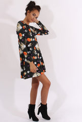 Black Halloween Theme Swing Dress - Mona-Dresses
