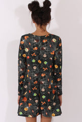 Black Halloween Trick Or Treat Swing Dress - Sugar-Dresses