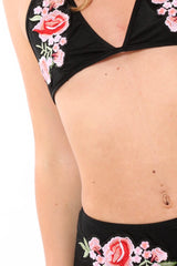 Black Halter Neck Embroidered Bikini - Henrietta-Swimsuits