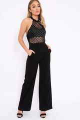 Black Halterneck Cage Design Jumpsuit - Taaliah-Jumpsuits