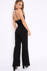 Black Halterneck Cage Design Jumpsuit - Taaliah-Jumpsuits