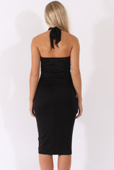 Black Halterneck Crochet Layer Midi Dress - Andie-Dresses