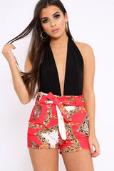 Black Halterneck Slinky Bodysuit -Isla-Bodysuits