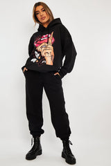 Black Hand Graphic Slogan Hoodie - Kyrie-Hoodies