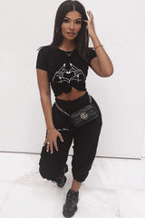 Black Hand Heart Graphic T Shirt - Luana-T-shirt