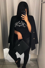 Black Hand Heart Graphic T Shirt - Luana-T-shirt