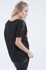 Black 'Harley Davidson' Distressed Top - Addison-Tops