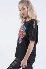 Black 'Harley Davidson' Distressed Top - Addison-Tops
