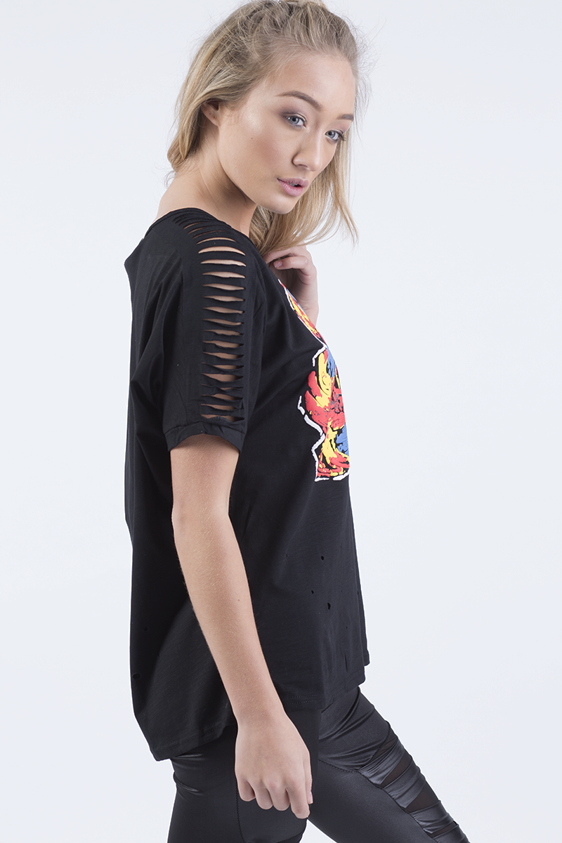 Black 'Harley Davidson' Distressed Top - Addison-Tops