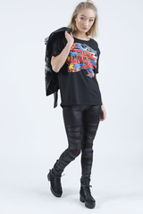 Black 'Harley Davidson' Distressed Top - Addison-Tops