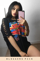 Black 'Harley Davidson' Distressed Top - Addison-Tops