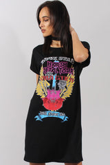 Black Harsh Metal Tour T-Shirt Dress - Layne-Dresses