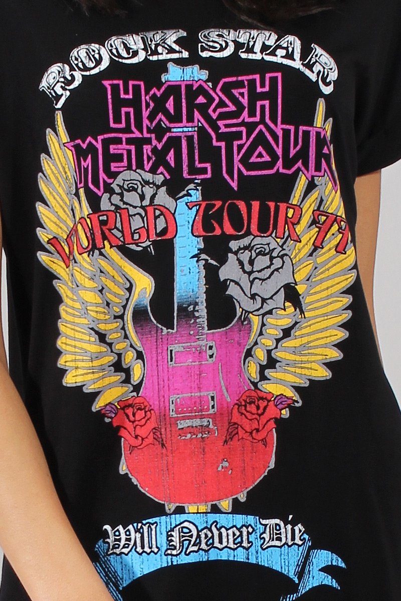Black Harsh Metal Tour T-Shirt Dress - Layne-Dresses