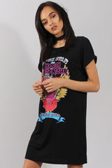 Black Harsh Metal Tour T-Shirt Dress - Layne-Dresses