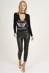 Black Heart Breaker Slogan Bodysuit - Beverly-Bodysuits