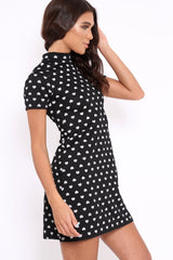 Black Heart Print Bodycon Dress - Jiselle-Dresses
