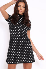 Black Heart Print Bodycon Dress - Jiselle-Dresses