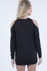 Black Heavy Metal Cold Shoulder Jumper - Neve-Jumper