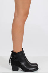 Black Heeled Boots With Tie Back Detail - Tetyana-Boots
