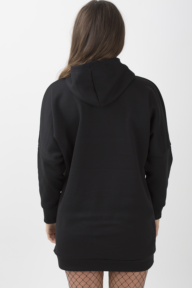 Black 'Heritage' Graphic Print Oversized Hoodie - Violet-Loungewear