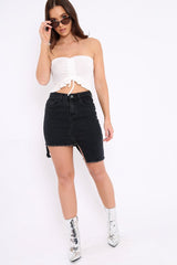 Black Hi Lo Frayed Hem Skirt - Caggie-Skirts