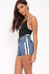 Black High Leg Contrast Trim Swimsuit - Taliya-Swimsuits