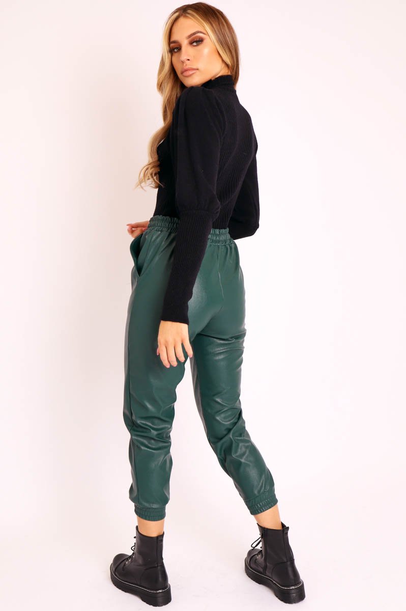 Black High Neck Balloon Sleeve Jumper - Harriet-Jumper
