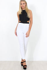 Black High Neck Cut Out Bodysuit - Shelby-Bodysuits