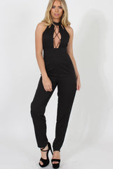 Black High Neck Jumpsuit - Adrianna-Jumpsuits