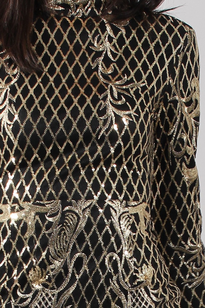 Black High Neck Sequin Embellished Bodycon Dress - Laila-Dresses