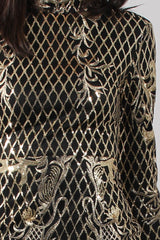 Black High Neck Sequin Embellished Bodycon Dress - Laila-Dresses