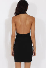 Black High Neck Side Ruched Backless Dress - Tulip-Dresses