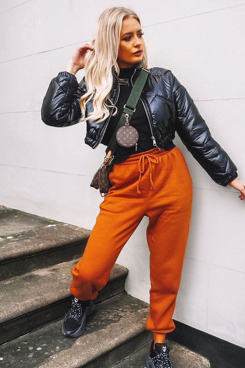 Black High Shine Cropped Puffer Jacket - Odalis-Jackets