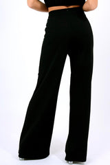 Black High Waist Flare Trousers -Tisha-Trousers