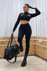 Black High Waist Jersey Leggings - Kirsty-Leggings