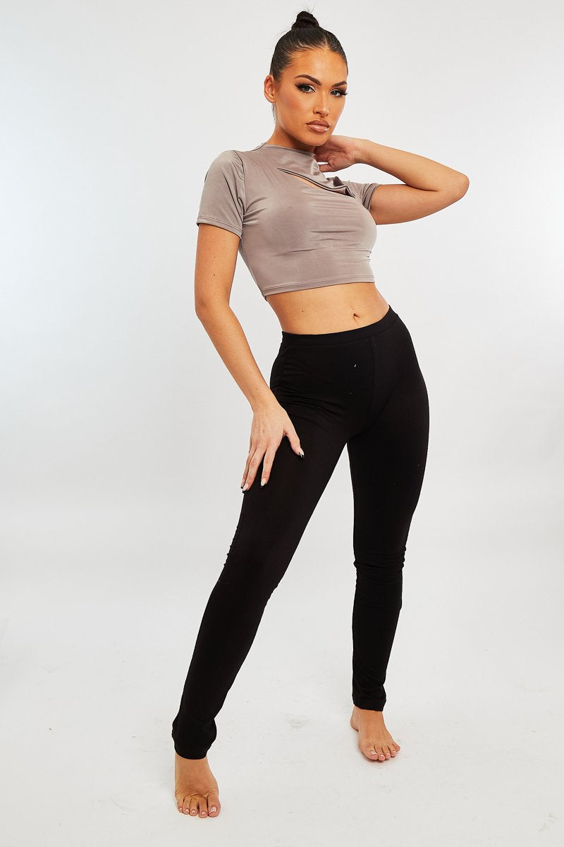 Black High Waist Jersey Leggings - Kirsty-Leggings