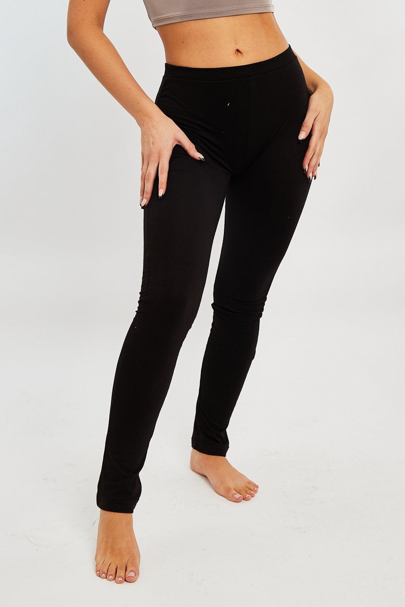 Black High Waist Jersey Leggings - Kirsty-Leggings