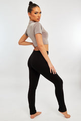 Black High Waist Jersey Leggings - Kirsty-Leggings